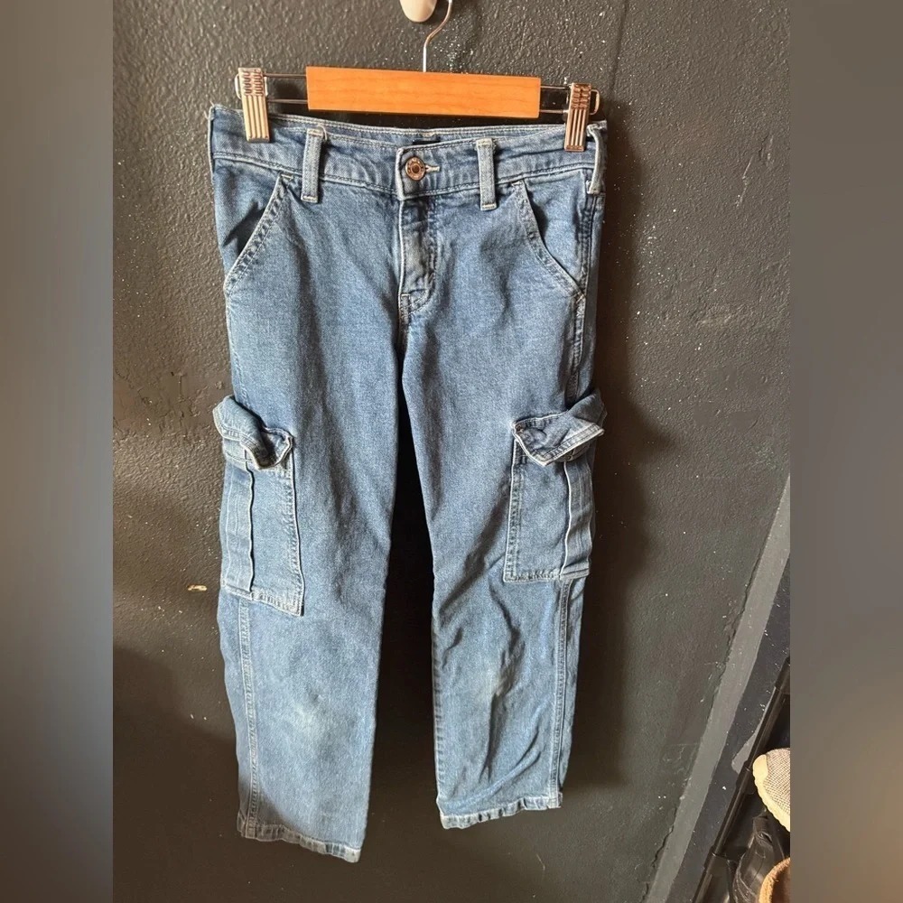 GAP Denim Cargo Straight Medium Wash Jeans Size 8